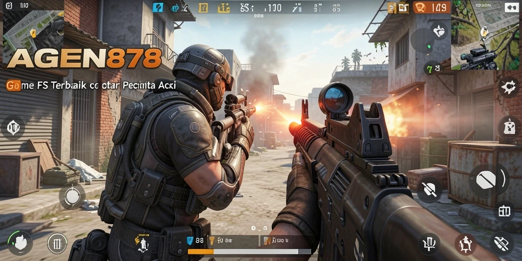 Tangkapan layar gameplay AGEN878 yang menunjukkan aksi tembak-menembak yang seru.