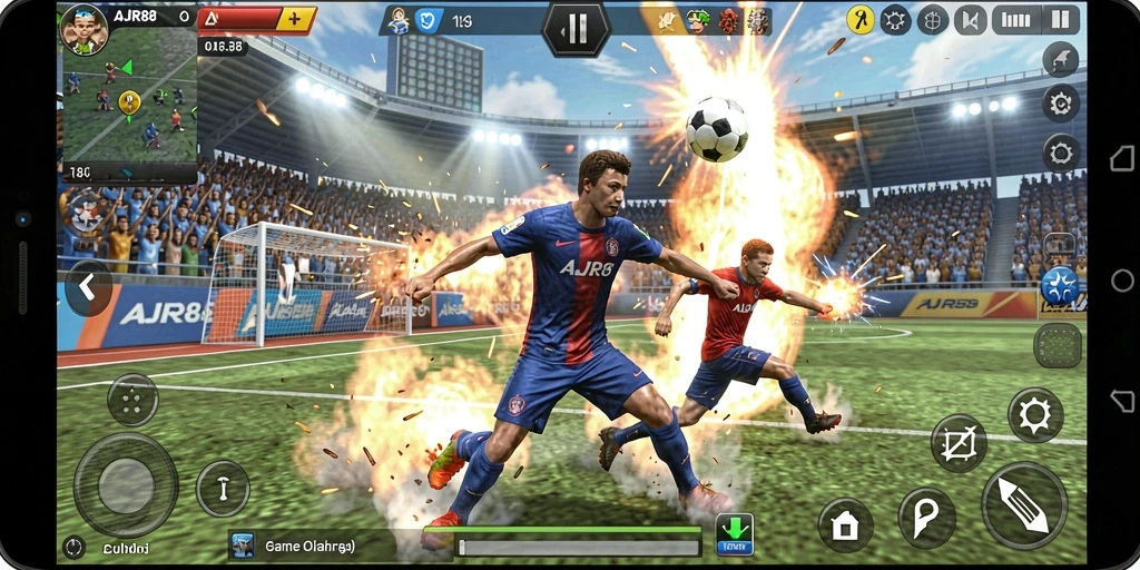 Screenshot utama AJR88 menampilkan aksi gameplay olahraga yang intens.