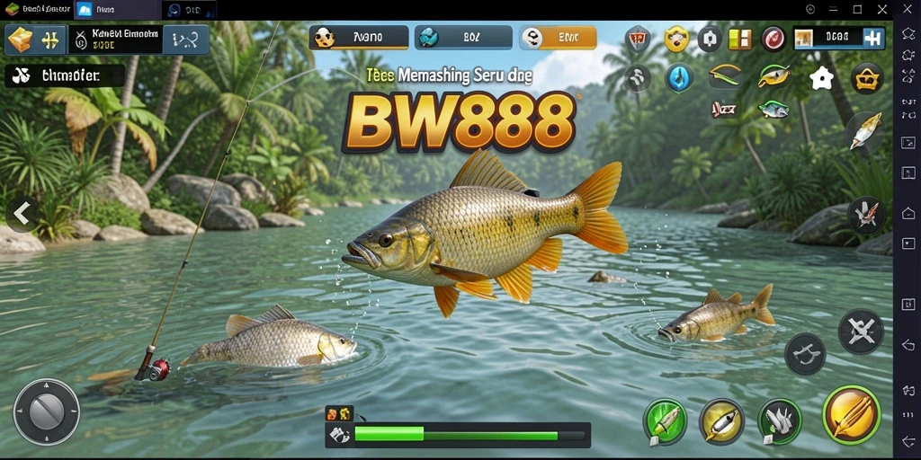 Gameplay BW888 yang seru dengan fitur memancing yang menarik.