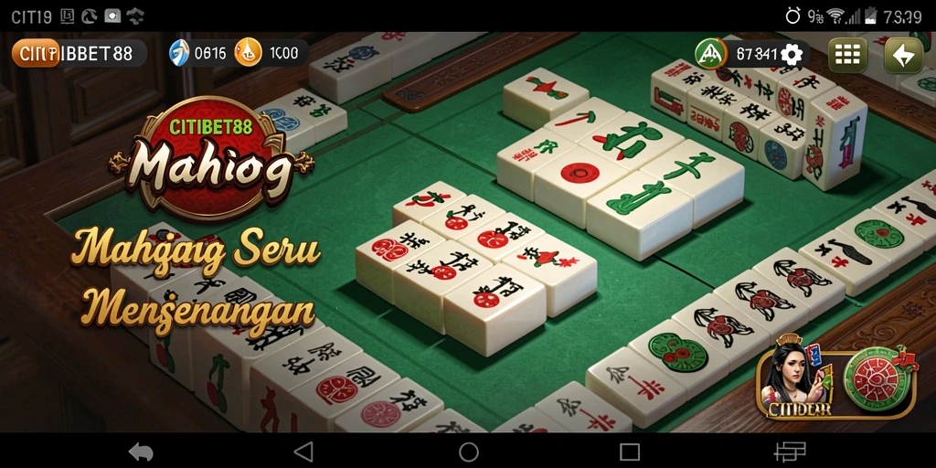 Tampilan menarik dari layar permainan CITIBET88 yang menampilkan tiles Mahjong.