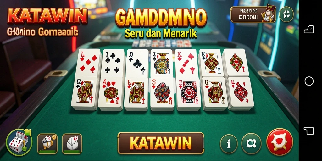 Screenshot gameplay KATAWIN dengan suasana permainan Domino yang seru.