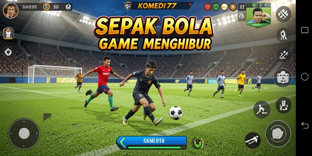 Tampilan dinamis dari gameplay KOMEDI77 yang penuh aksi sepak bola.
