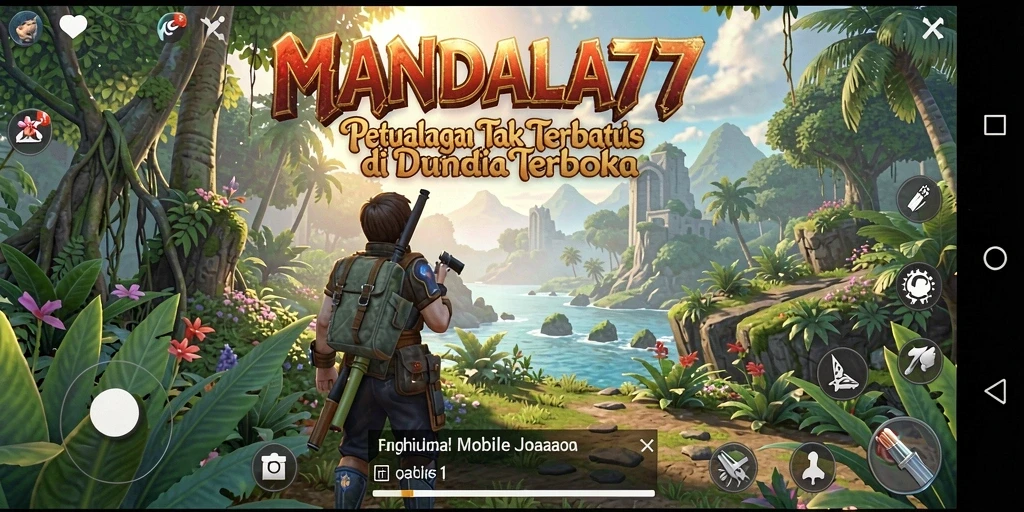 Screenshot MANDALA77 menampilkan pemain menjelajahi dunia terbuka yang luas.