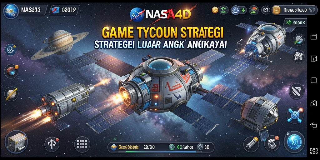 Tangkapan layar gameplay NASA4D, menunjukkan manajemen koloni luar angkasa.