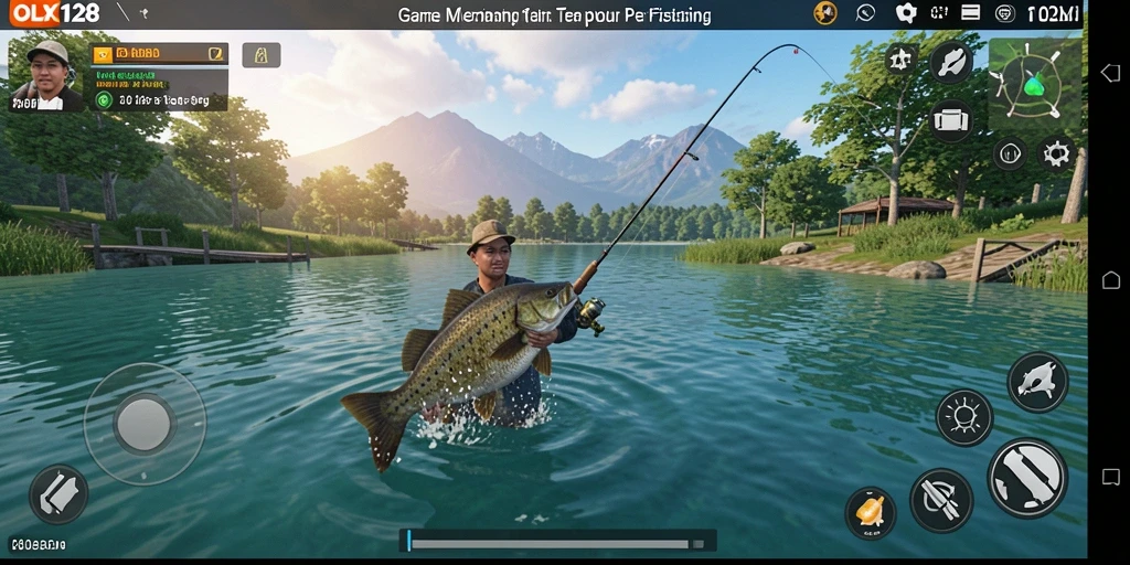 Tampilan menarik dari gameplay OLX128 dengan pengalaman memancing yang fantastis.
