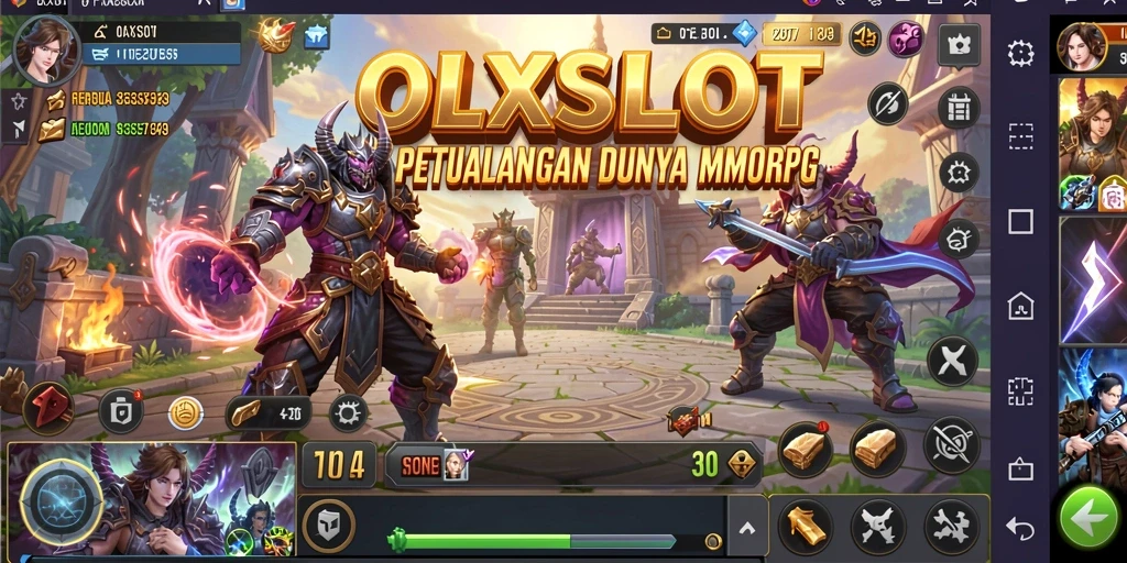 Tampilan screenshot utama OLXSLOT memperlihatkan aksi dalam petualangan MMORPG.