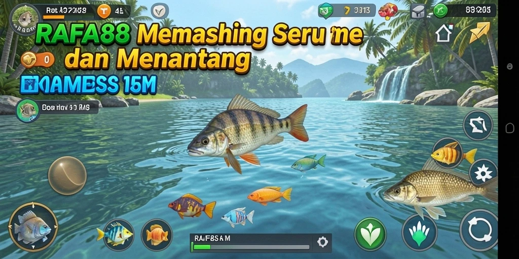 Tampilan gameplay RAFA88 yang seru saat memancing ikan di berbagai lokasi.