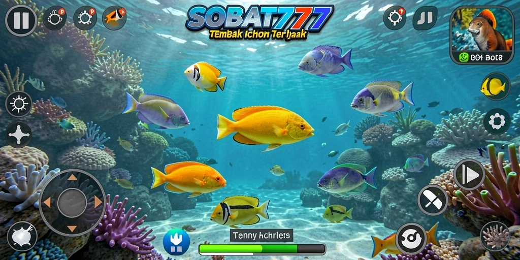 Tampilan gameplay seru di SOBAT777 saat menembak ikan.