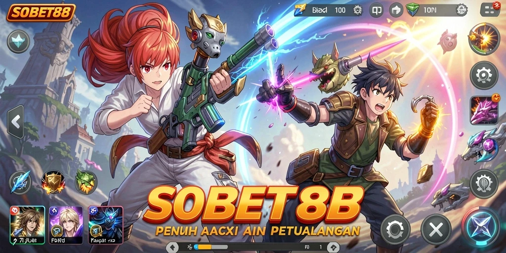 Tangkapan layar gameplay SOBET88 menampilkan karakter Anime favorit dalam aksi.