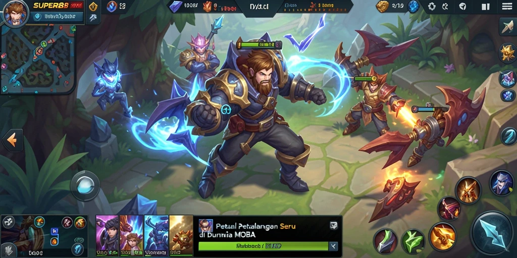 Gameplay <strong>SUPER88</strong> menunjukkan pertarungan epik antara dua tim di arena.