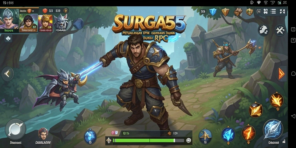 Gameplay SURGA55 yang menakjubkan dengan karakter beragam dan pertempuran epik.