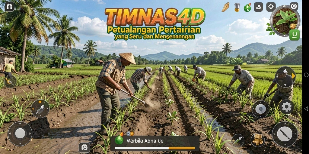 Screenshot utama TIMNAS4D menampilkan gameplay bertani yang seru dan interaktif.