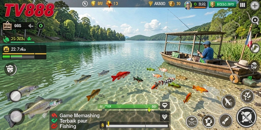 Screenshot TV888 menunjukkan pengalaman memancing yang seru dan grafis menakjubkan.