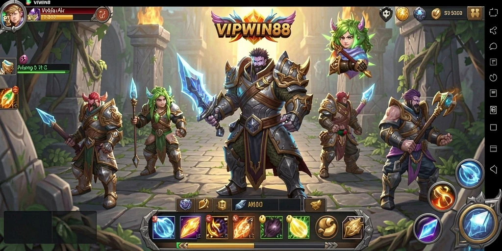 Tangkapan layar utama dari gameplay ARPG VIPWIN88 dengan karakter yang sedang bertarung.