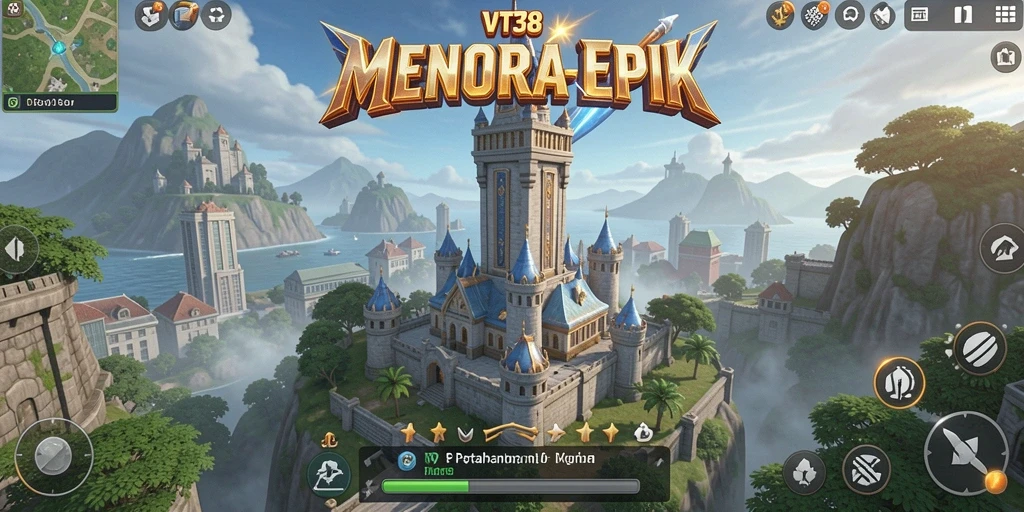 Tangkapan layar gameplay VT38 menampilkan pertarungan menara yang mendebarkan.