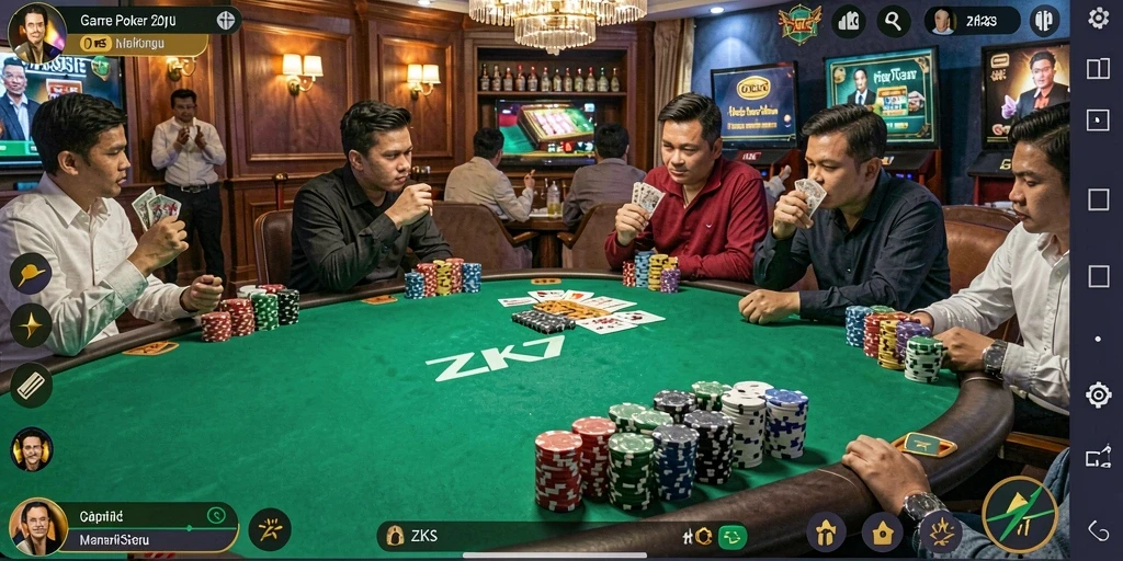 Tampilan menarik dari gameplay ZK7 yang penuh strategi Poker.